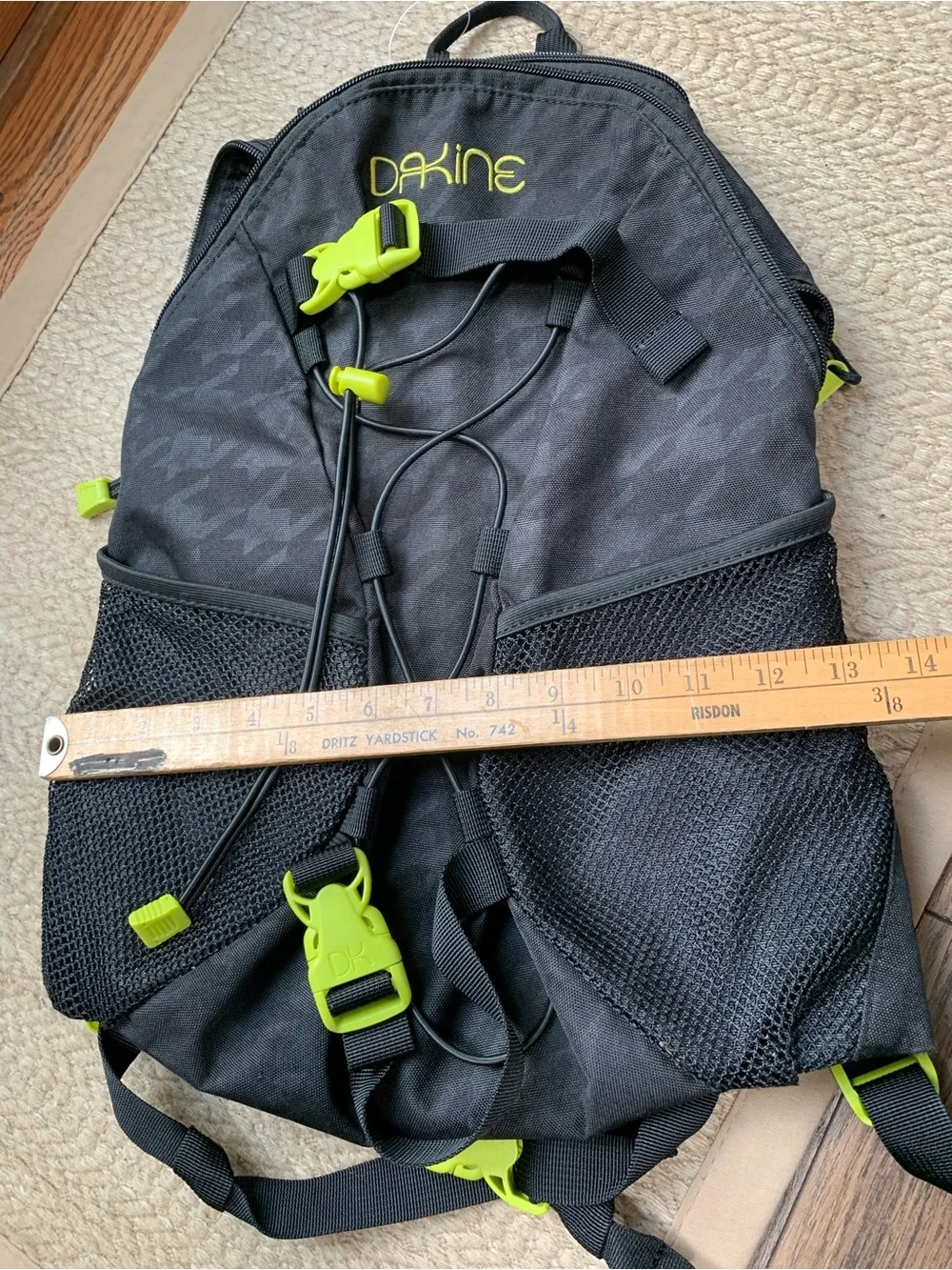 Dakine Black Backpack with Neon Lime Accents